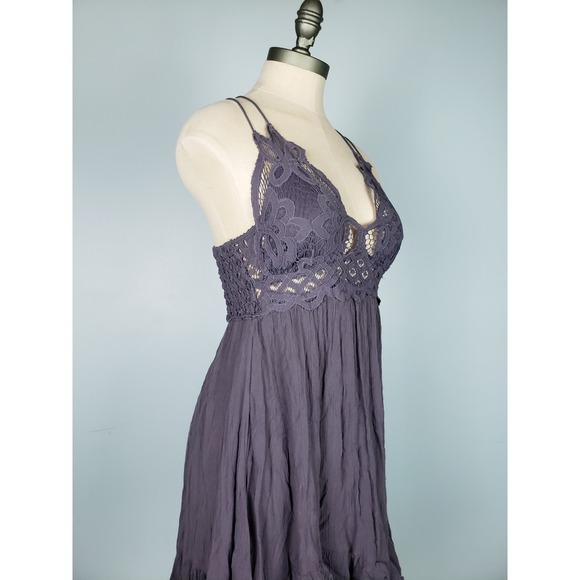 Free People Women's S Intimately Fp Adella Frilled Babydoll Purple Lacy Ruffle - Picture 2 of 6